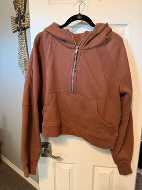 lululemon athletica Cropped Half-Zip Hoodie in Rust